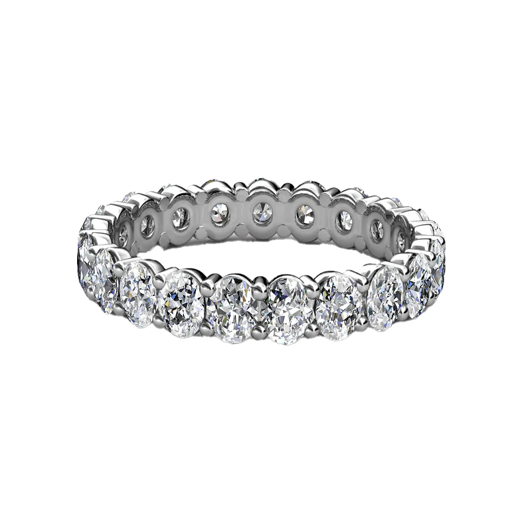 Oval Cut Lab Grown 18K Wedding Diamond Band