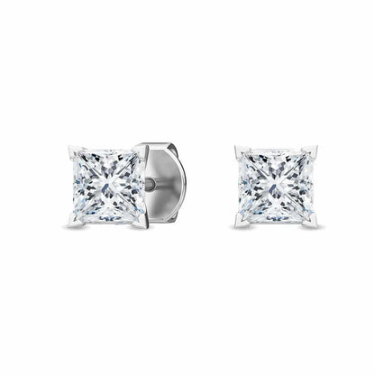 Solitaire Princess Four Prong Studs 18K Earrings