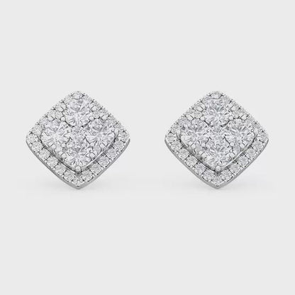 Halo Cushion Diamond 18K Earrings