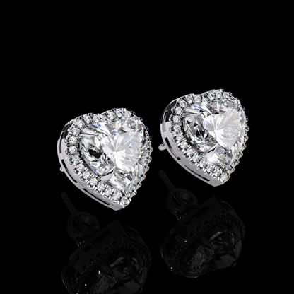 Heart cut halo stud earring