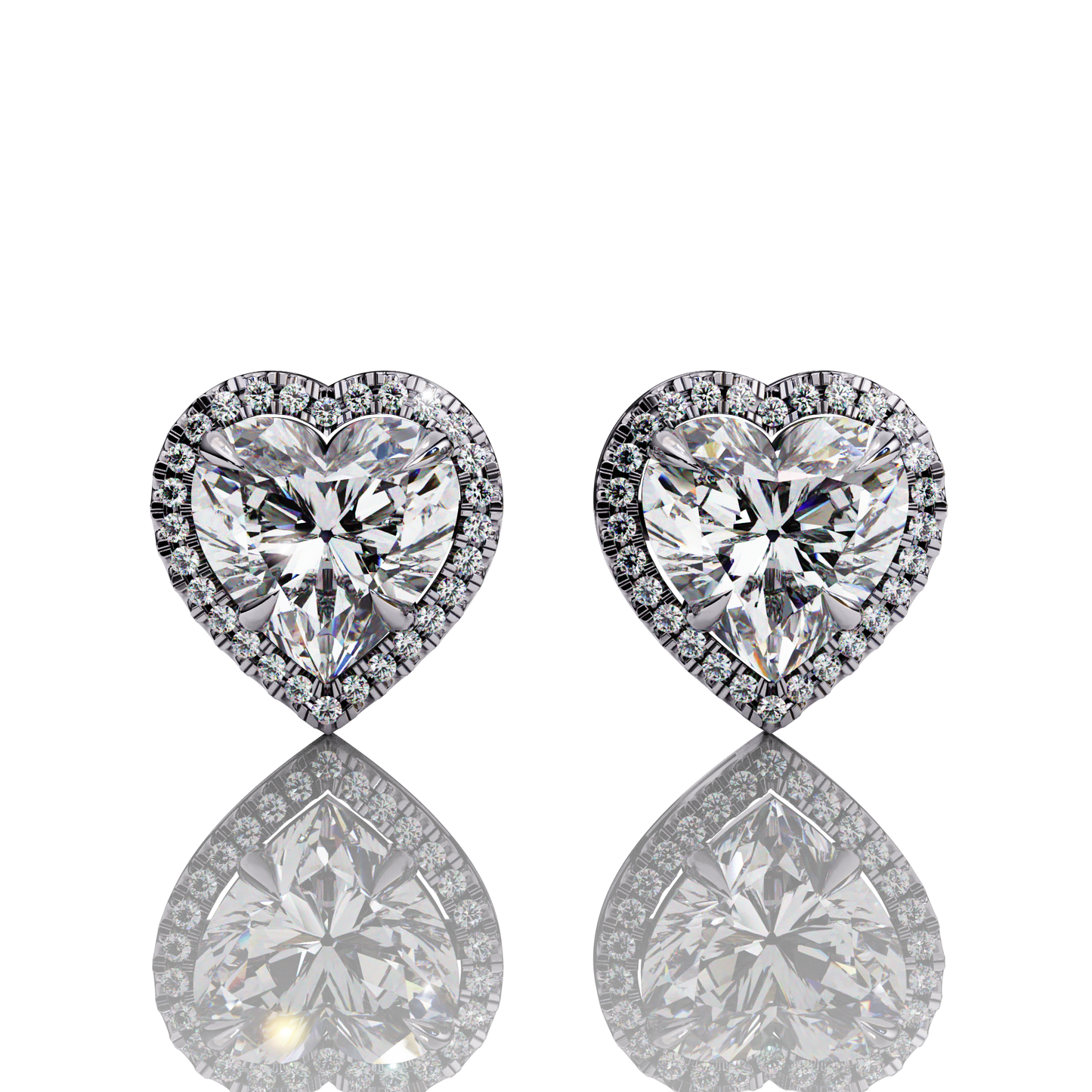 Heart cut halo stud earring