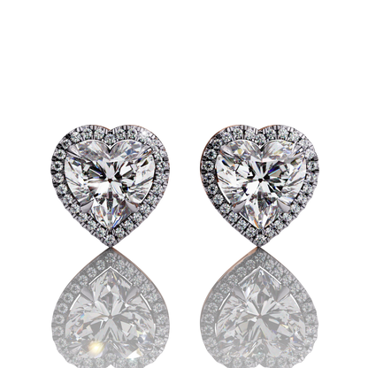 Heart cut halo stud earring