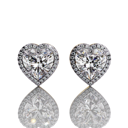 Heart cut halo stud earring