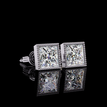 Solitarie princess lab diamond earring studs