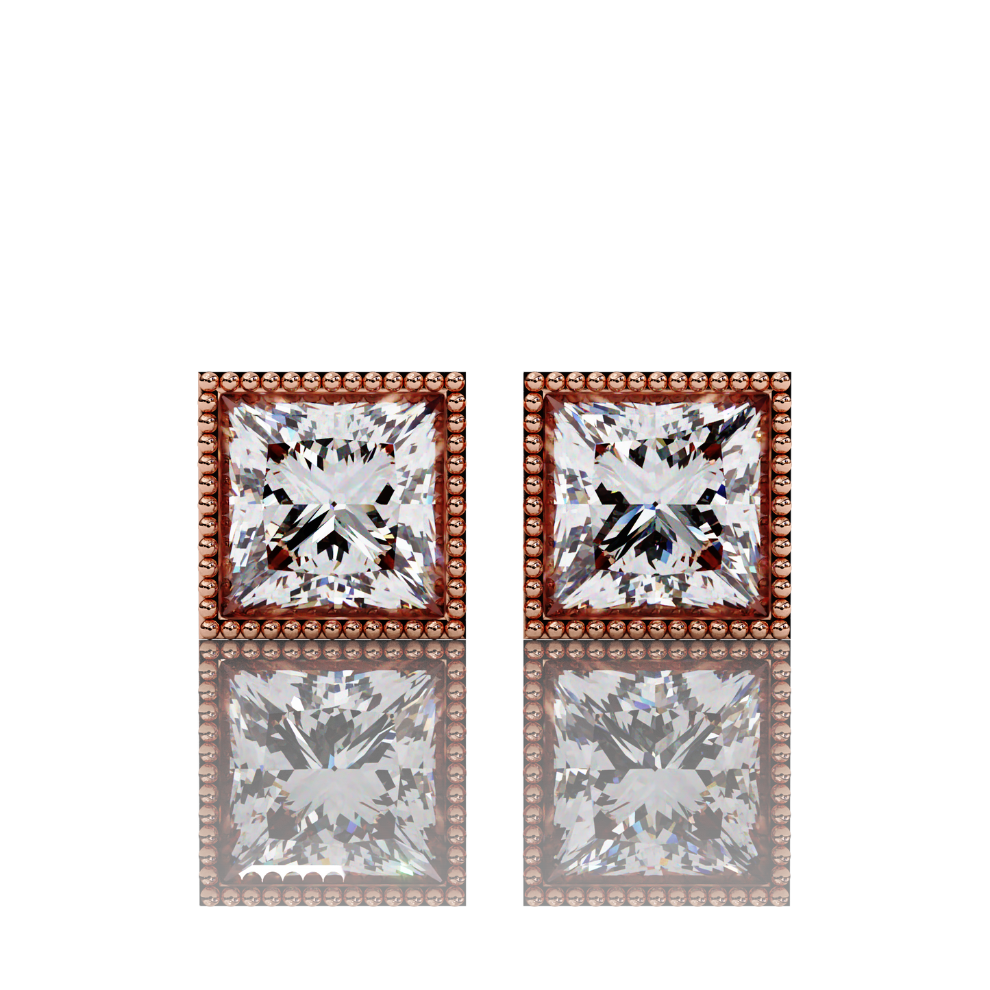 Solitarie princess lab diamond earring studs