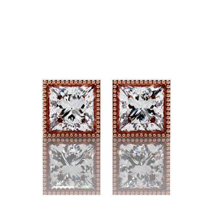 Solitarie princess lab diamond earring studs