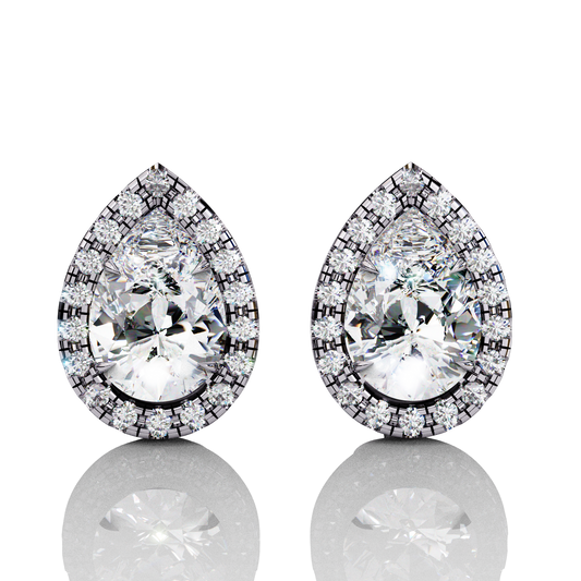 Elegant Pear Cut Diamond Earrings