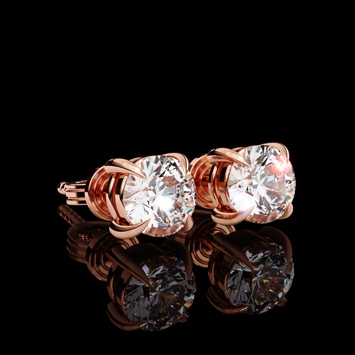 Solitaire stud round brilliant earrings