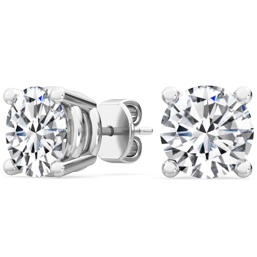 Solitaire Round Four Prong Studs 18K Earrings