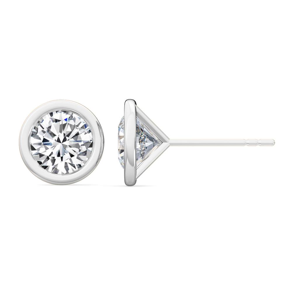 Solitaire Round Bezel Studs 18K Earrings