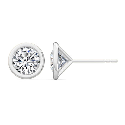 Solitaire Round Bezel Studs 18K Earrings