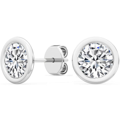 Solitaire Round Bezel Studs 18K Earrings