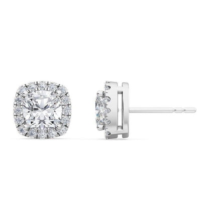 Halo Princess Diamond 18K Earrings