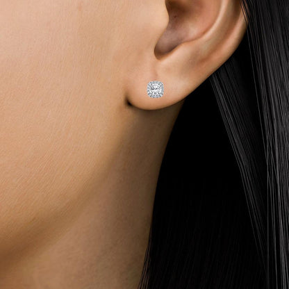 Halo Princess Diamond 18K Earrings