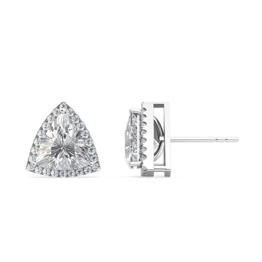 Halo Triangle Brilliant Diamond 18K Earrings