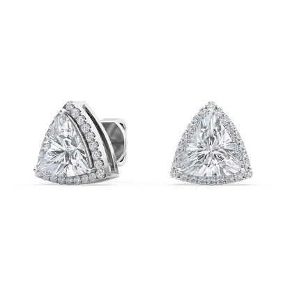 Halo Triangle Brilliant Diamond 18K Earrings