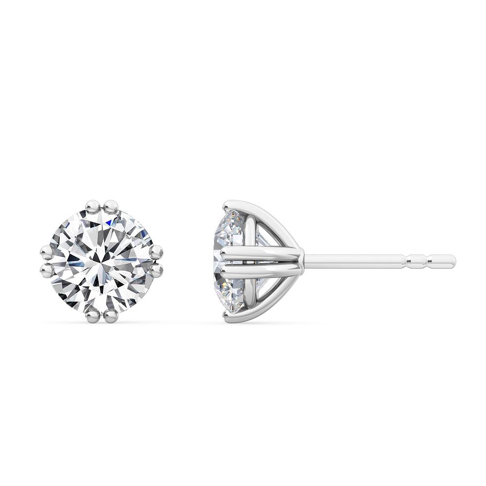 Solitaire Round Eight Prong Lotus Studs 18K Earrings