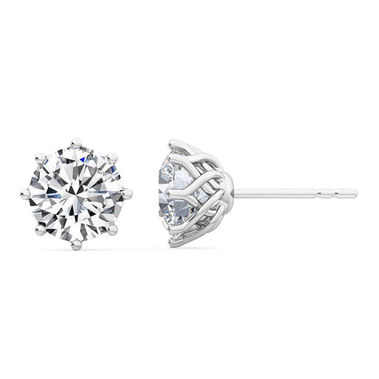 Solitaire Round Eight Prong Studs 18K Earrings