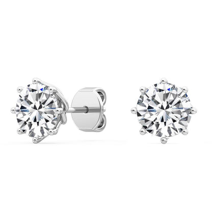 Solitaire Round Eight Prong Studs 18K Earrings