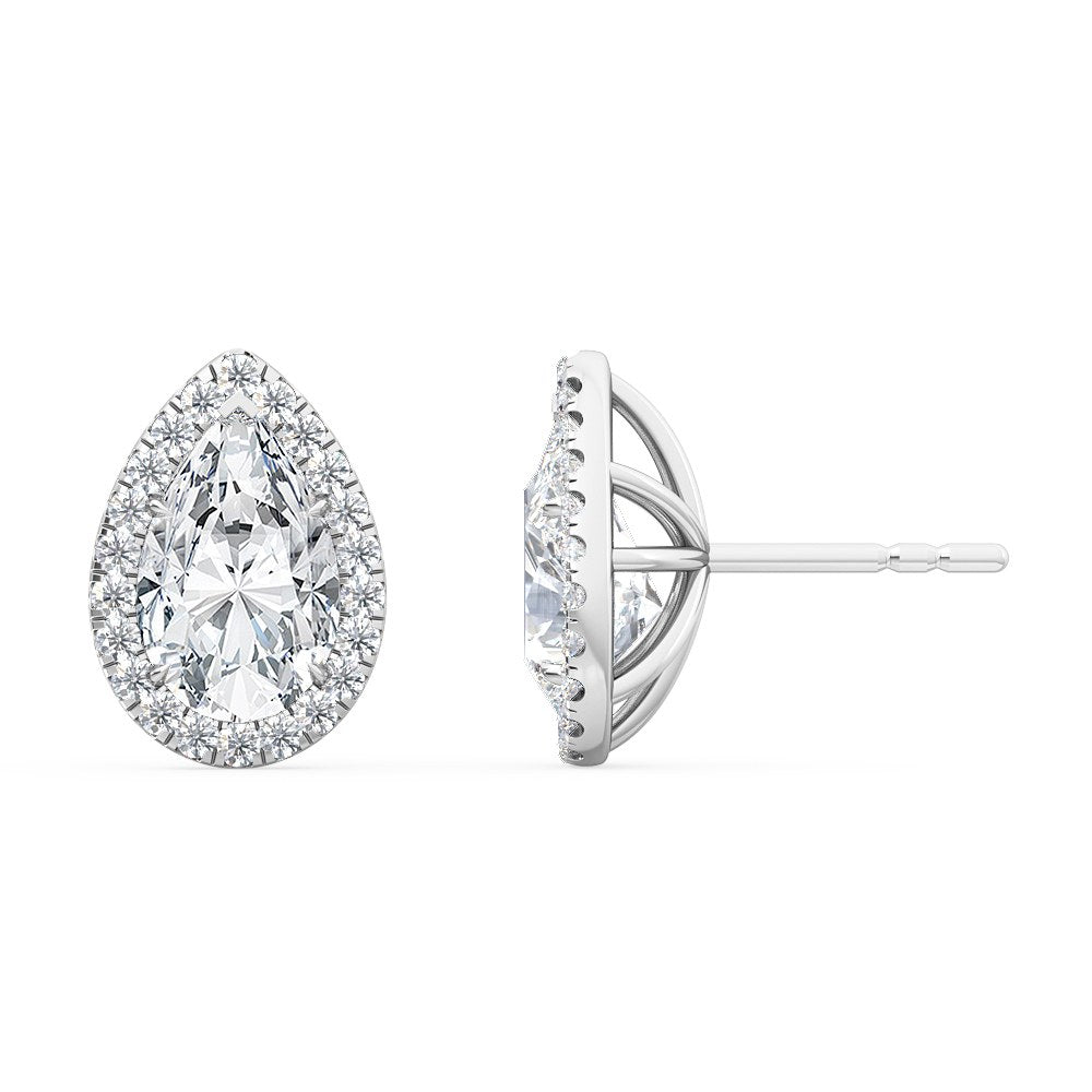 Halo Pear Diamond 18k Earrings