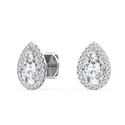 Halo Pear Diamond 18k Earrings