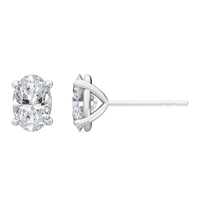 Solitaire Oval Four Prong Studs 18K Earrings