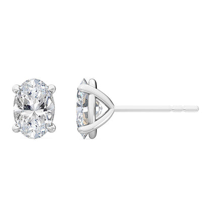 Solitaire Oval Four Prong Studs 18K Earrings