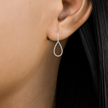 Drop Round Cut 18K Earrings