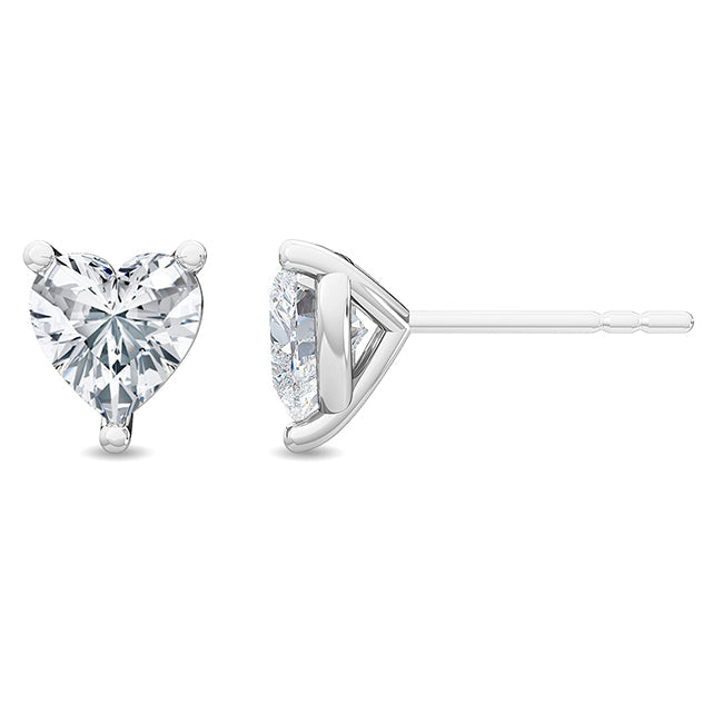 Solitaire Heart Four Prong Studs 18K Earrings