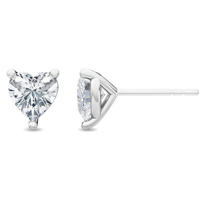 Solitaire Heart Four Prong Studs 18K Earrings