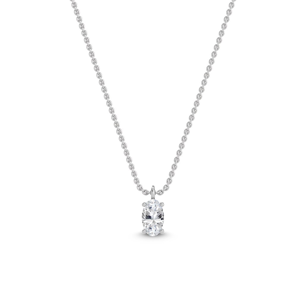 Oval Solitaire Pendant 18k Necklace