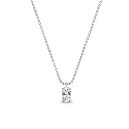 Oval Solitaire Pendant 18k Necklace