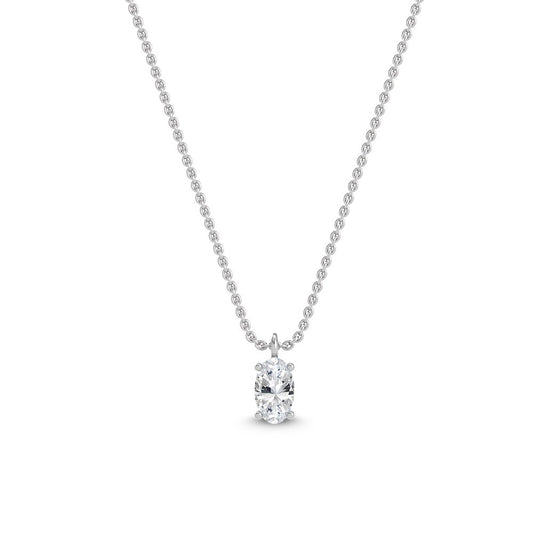 Oval Solitaire Pendant 18k Necklace