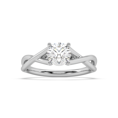 Classic Prong Round Lab Grown Plain 18K Engagement Ring