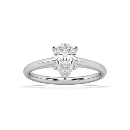 Carmen Classic Prong Pear Cut Lab Grown Plain 18K Engagement Ring