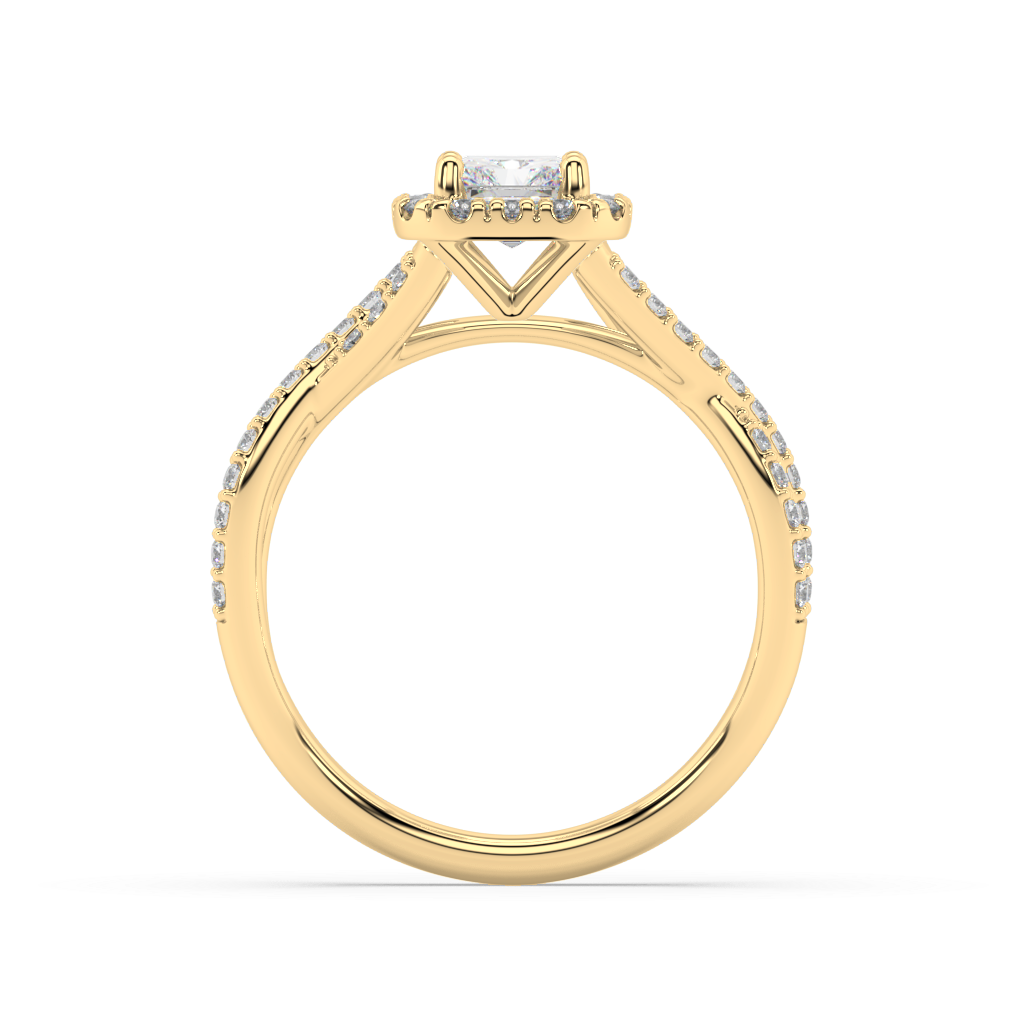 Halo Radiant Cut Lab Grown Prong 18K Engagement Ring