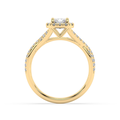 Halo Radiant Cut Lab Grown Prong 18K Engagement Ring