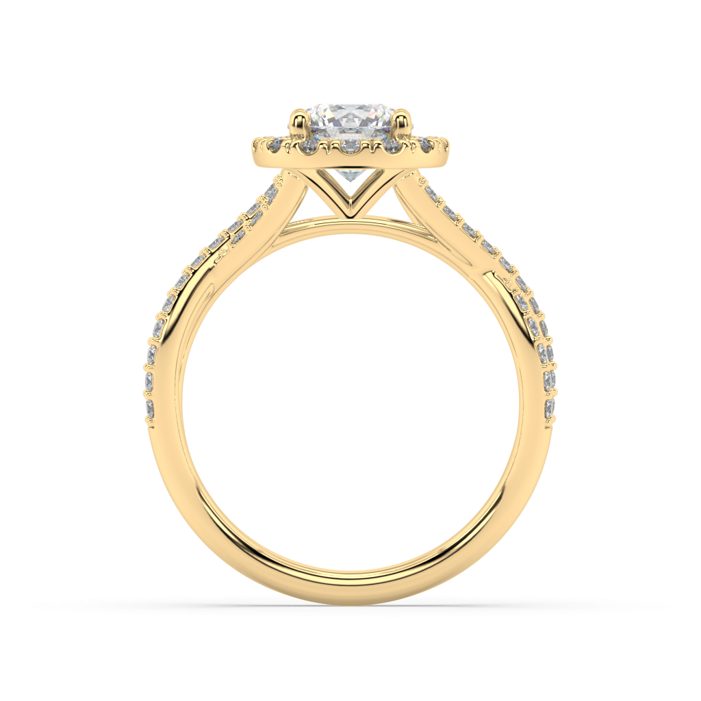 Halo Round Lab Grown Prong 18K Engagement Ring