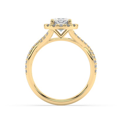 Halo Round Lab Grown Prong 18K Engagement Ring