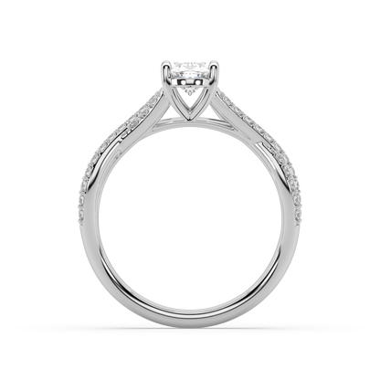 Classic Prong Oval Cut Lab Grown Prong 18K Engagement Ring