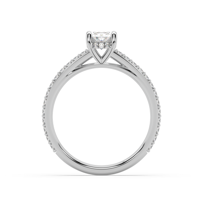 Carmen Hidden Halo Oval Cut Lab Grown Prong 18K Engagement Ring