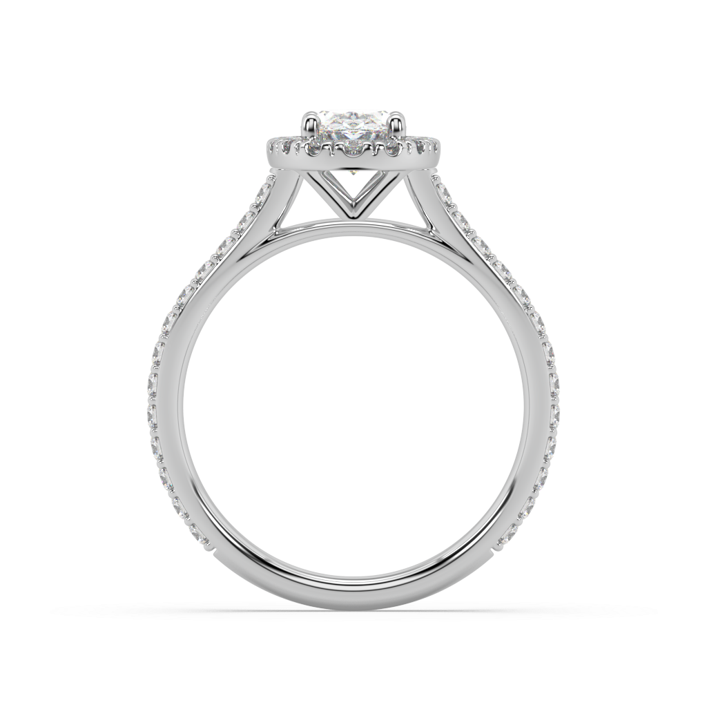 Carmen Halo Oval Cut Lab Grown Prong 18K Engagement Ring