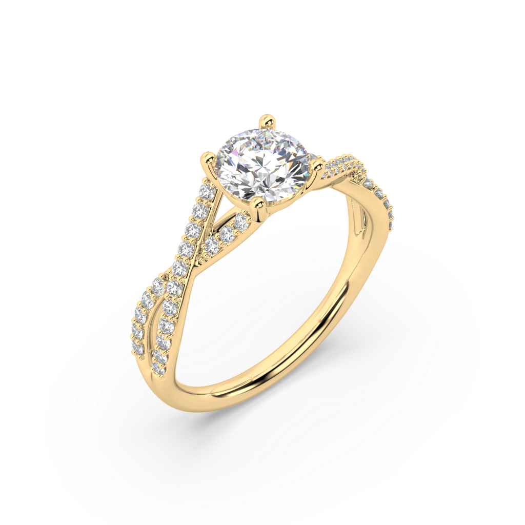 Classic Prong Round Lab Grown Prong 18K Engagement Ring