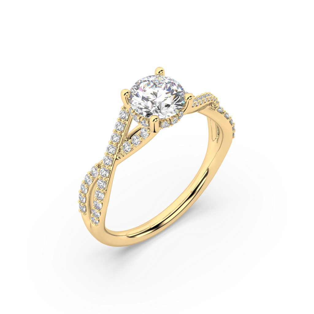 Hidden Halo Round Lab Grown Prong 18K Engagement Ring