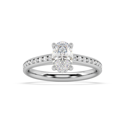 Carmen Hidden Halo Oval Cut Lab Grown Channel 18K Engagement Ring