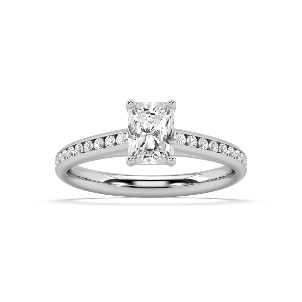 Carmen Classic Prong Radiant Cut Lab Grown Channel 18K Engagement Ring