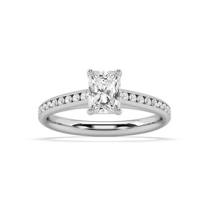 Carmen Classic Prong Radiant Cut Lab Grown Channel 18K Engagement Ring