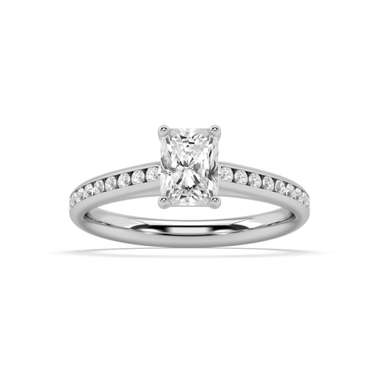 Carmen Classic Prong Radiant Cut Lab Grown Channel 18K Engagement Ring