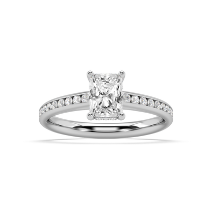 Carmen Hidden Halo Radiant Cut Lab Grown Channel 18K Engagement Ring