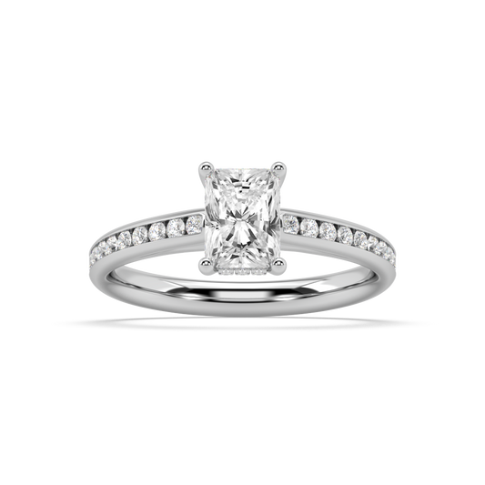 Carmen Hidden Halo Radiant Cut Lab Grown Channel 18K Engagement Ring